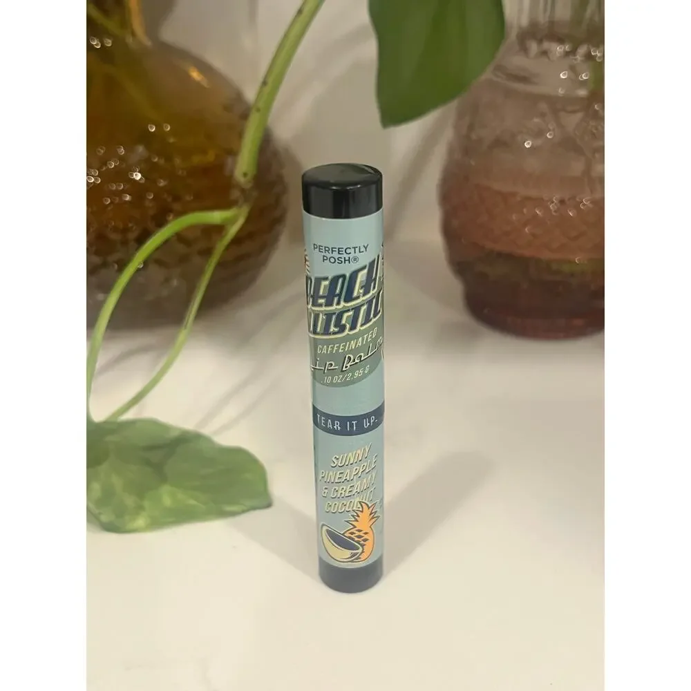 Perfectly Posh Beach Ballistic Caffeinated Lip Balm Pineapple Coconut NEW Rare